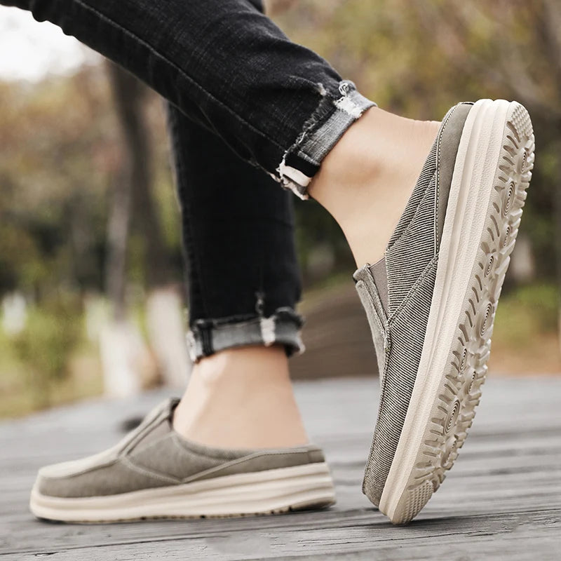 2024 Summer Men's Half Slippers Fashion Men's Flat Bottom Casual Shoes Soft Sole Cloth Shoes Support Shoes Men's Sports Shoes