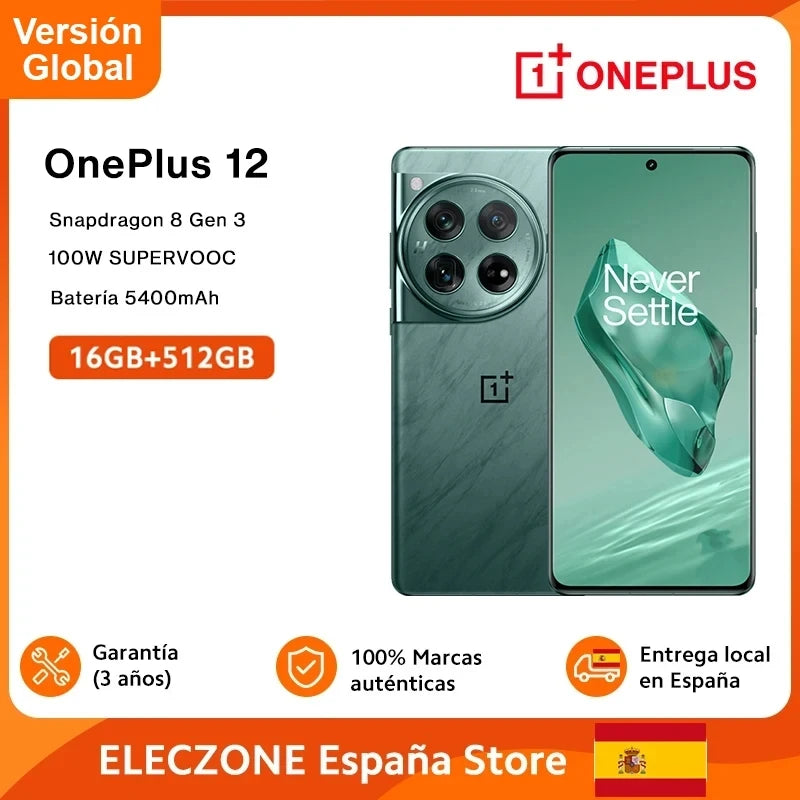 Global Version OnePlus 12 Snapdragon 8 Gen 3 100W SUPERVOOC 50MP Main Camera 5400mAh Battery 6.82" Display BT5.4 5G Smartphone