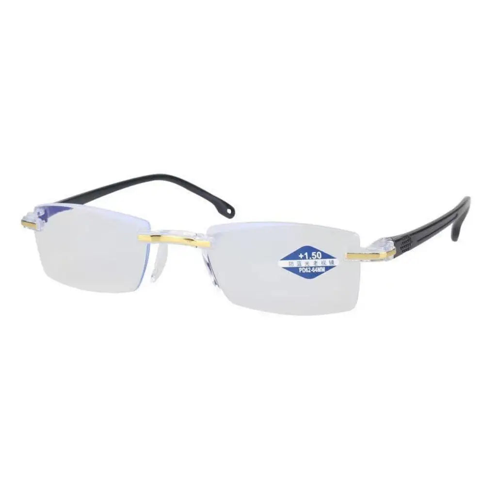 2024 New Men Women Rimless Reading Glasses Anti Blue Light Bifocal Far Near Magnification Eyewear Presbyopic Glasses +100~+400