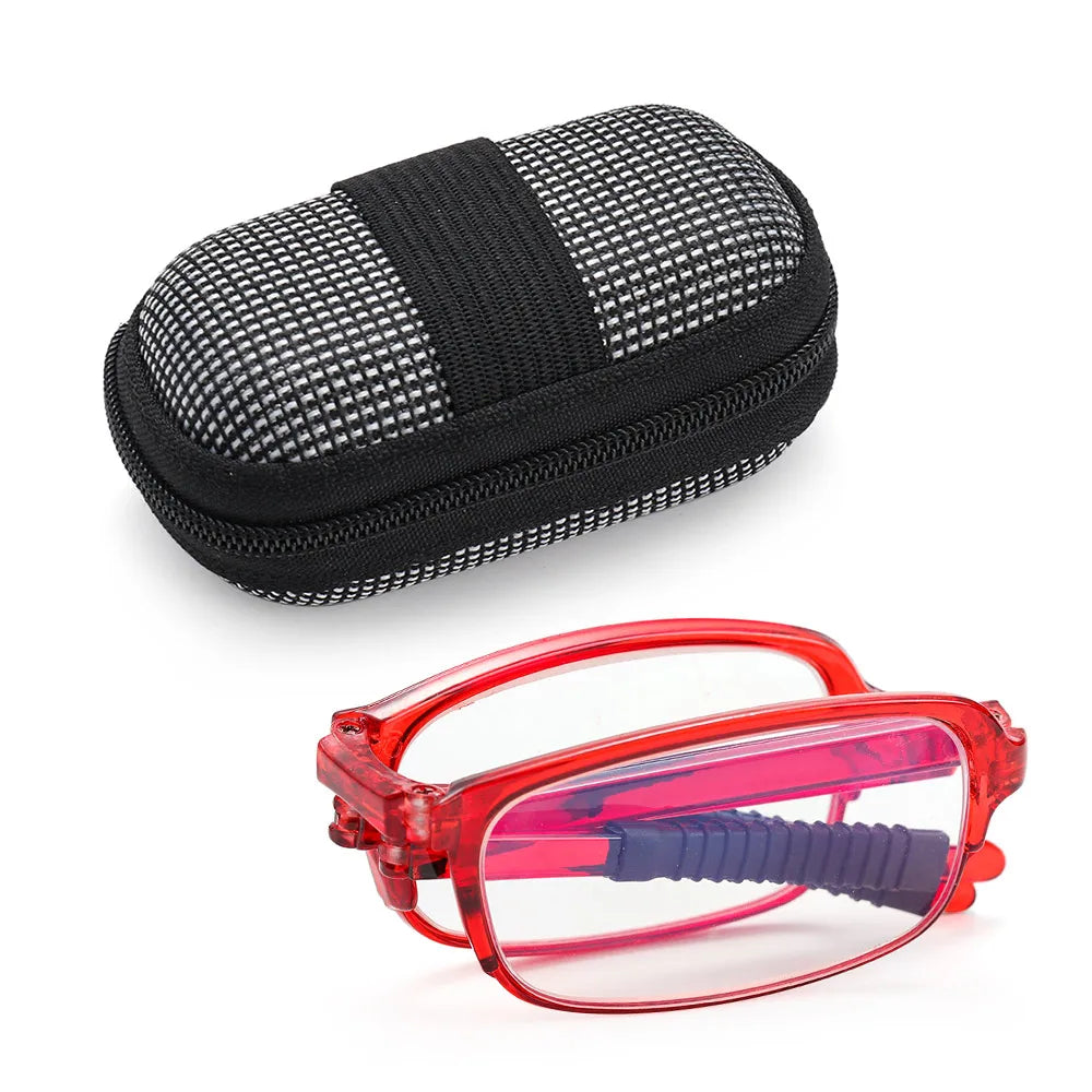 Portable Folding Reading Glasses with Case Women Men Lightweight TR90 Frame Presbyopic Eyeglasses Foldable Hyperopia Eyewear