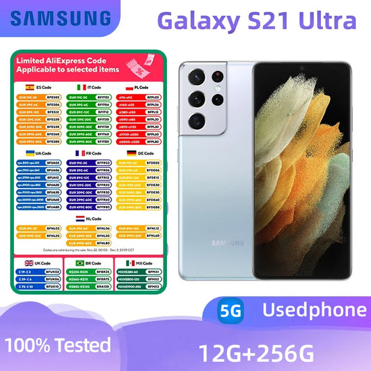 Samsung Galaxy S21 Ultra 5G 128GB/256GB/512GB ROM Snapdragon 888 108MP used Phone