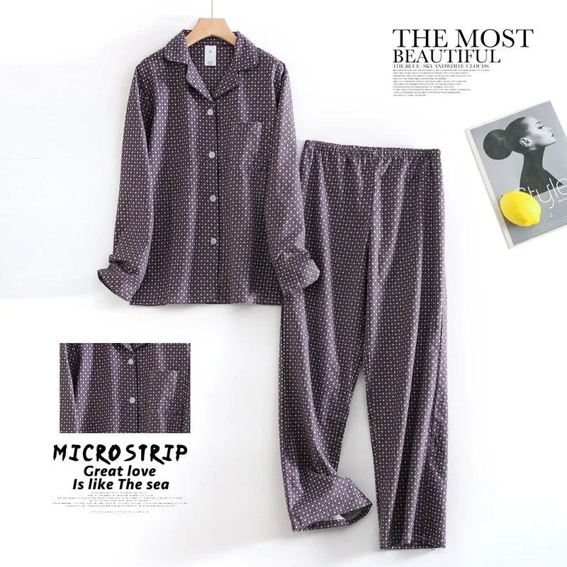 Women's Autumn and Winter Cartoon Printed Fashion Pattern Cotton Warm Brushed Homewear Pajamas Suit for Women Sleepwear