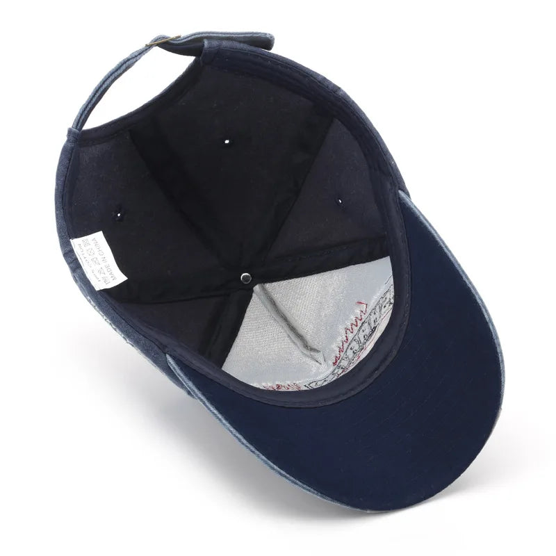 2022 Men's and Women's Outdoor Baseball Cap Shark Cowboy Hat Adjustable Peaked Cap Sun Hat Embroidered Washed Cotton Hat Couple