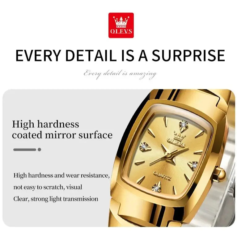OLEVS 7006 Luxury Brand Couple Quartz Watch Elegant Diamond Date Clock Waterproof Tungsten Steel Band Classic Set Couple Watch