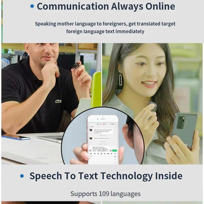 Mini Voice Translator Device Voice toText Real-time Chat Bluetooth Online Translator AI Smart Talkie Multi Language Simultaneous
