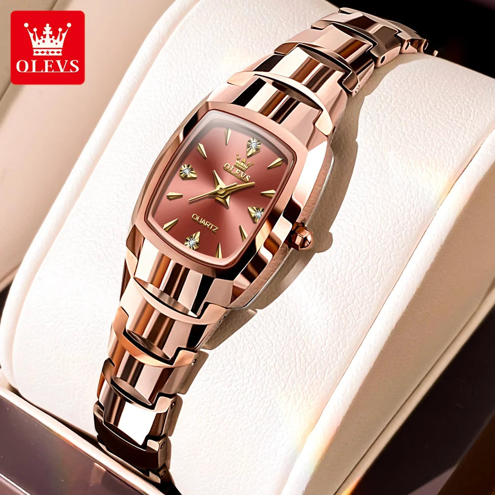 OLEVS 7006 Luxury Brand Couple Quartz Watch Elegant Diamond Date Clock Waterproof Tungsten Steel Band Classic Set Couple Watch