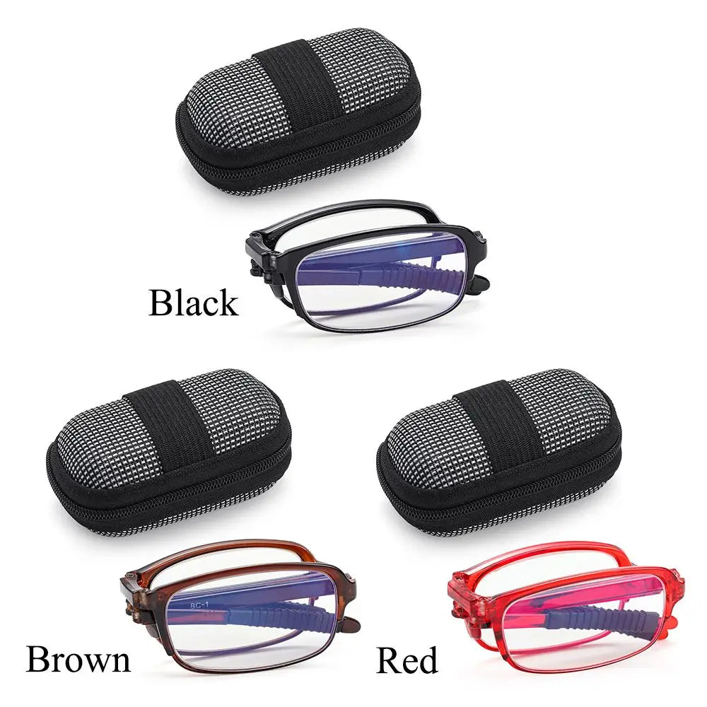 Portable Folding Reading Glasses with Case Women Men Lightweight TR90 Frame Presbyopic Eyeglasses Foldable Hyperopia Eyewear
