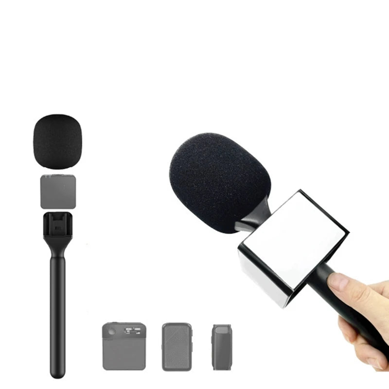 محول ميكروفون للمقابلات محمول باليد لميكروفون Rode اللاسلكي Go/GoII/DJI/Relacart/جهاز الإرسال اللاسلكي، محول محمول باليد