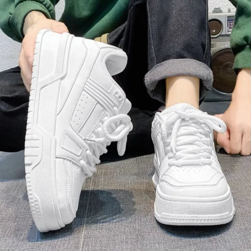High Quality Men's Sneakers Solid color Fashion Casual Shoes Comfortable Lace Up Platform Shoes Outdoor Walking Vulcanize Shoes