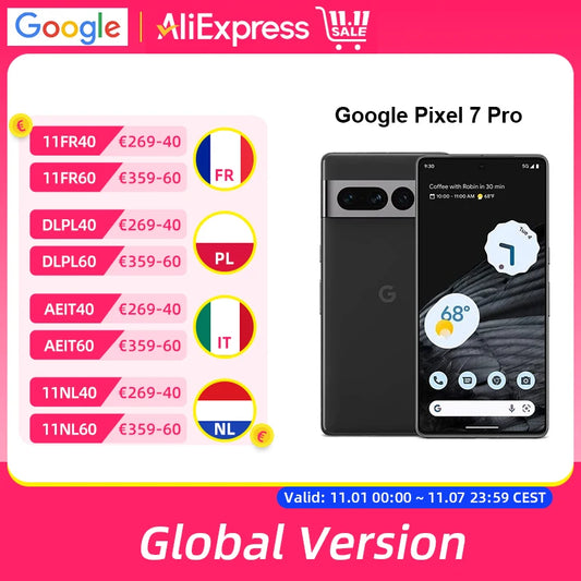 Google Pixel 7 Pro 5G Smartphone 12GB RAM 128GB/256GB ROM 6.7" 120HZ OLED NFC Android 13 IP68 dust/water resistant Phone