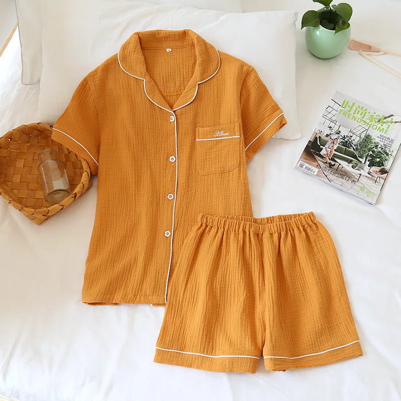 Short Sleeved Shorts Pijama Suit for Women Casual Wear Fashion Style 2 Pcs Pajama Set Summer Thin Women's Sleepwear Clothes