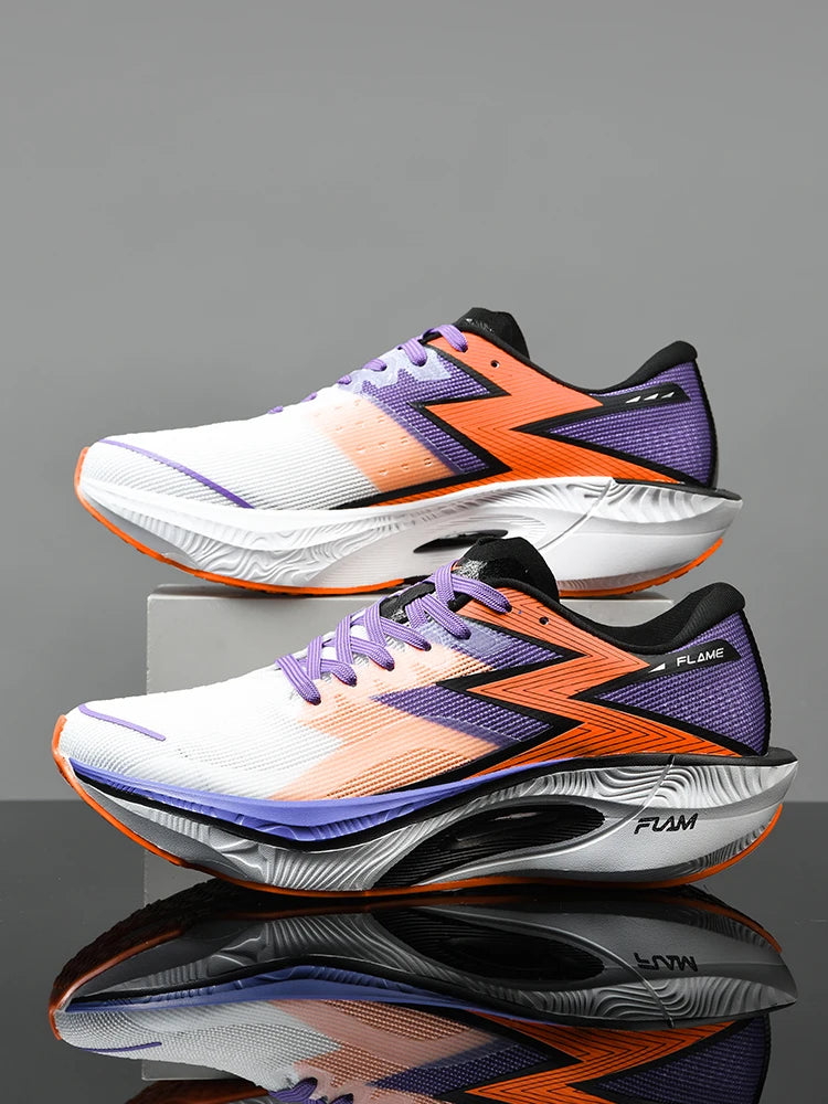 Marathon running shoes, full length carbon plate racing mesh breathable running shoes, shock absorption sports training shoes