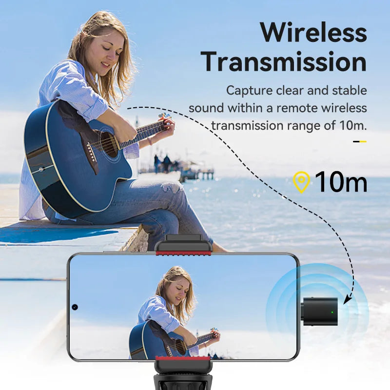 Ulanzi WM-10 Wireles Lavalier Microphone 1 to 1 Mic USB C for Android iPhone with Windproof Sponge For Live Streaming Recording