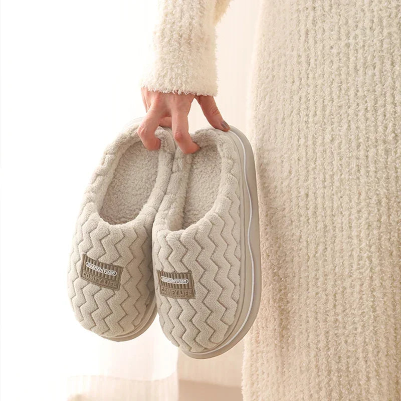 Classic Men Winter Anti-slip House Slippers Women Indoor Home Shoes Unisex Couple Anti-skid Soft Cozy Cotton Footwear