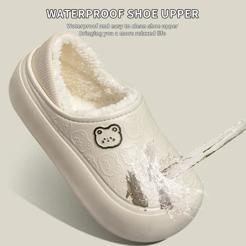 Waterproof cotton slippers for women in winter, new indoor and household anti-skid warm bag with cotton shoes for men