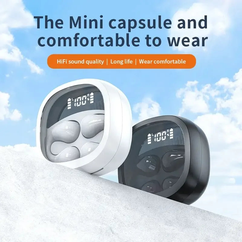 سماعات أذن TWS Bluetooth 5.3 بمشبك سماعة رأس لاسلكية مع ميكروفون سماعات أذن رياضية ستيريو عالية الدقة لهاتف iPhone وXiaomi