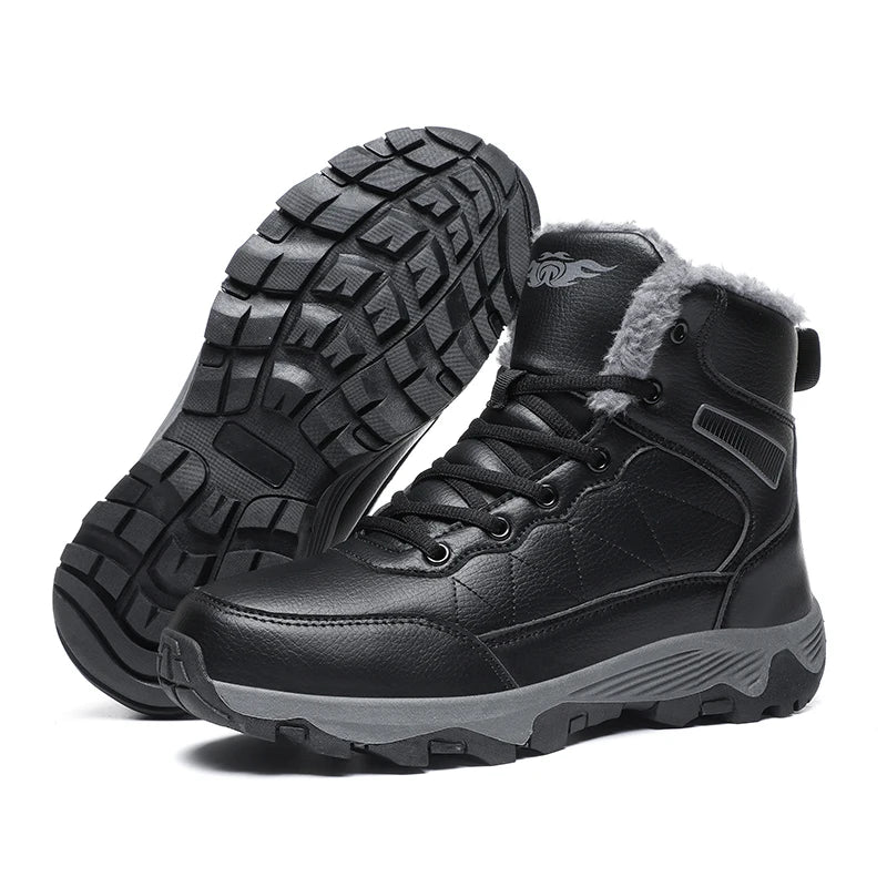NeW Men Winter Snow Boots For Waterproof Leather Sneakers Super Warm Men's Boots Outdoor Male Hiking Boots Work Shoes Size 39-48