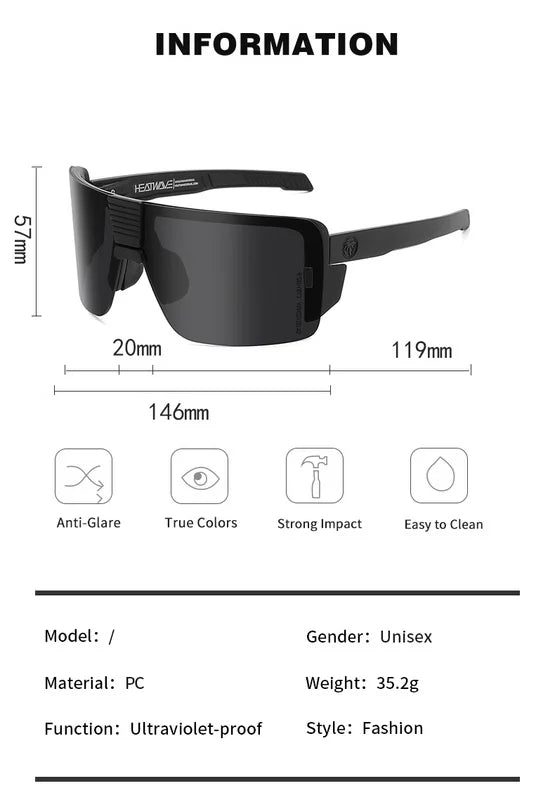 2024 New Heat wave Brand VECTOR Extra Large Men's Outdoor Sports Bike Windproof Sunglasses Fashion Women's Tone