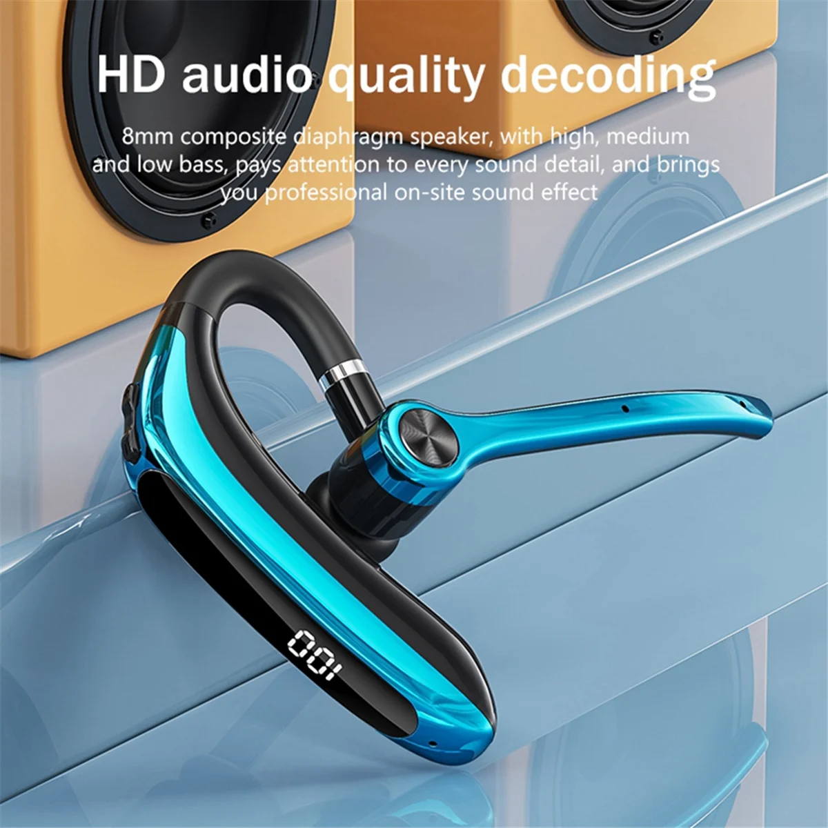 Wireless Headphones with Dual Microphone Bluetooth Earphone ENC Noise Cancelling Headset for Business Driving Black