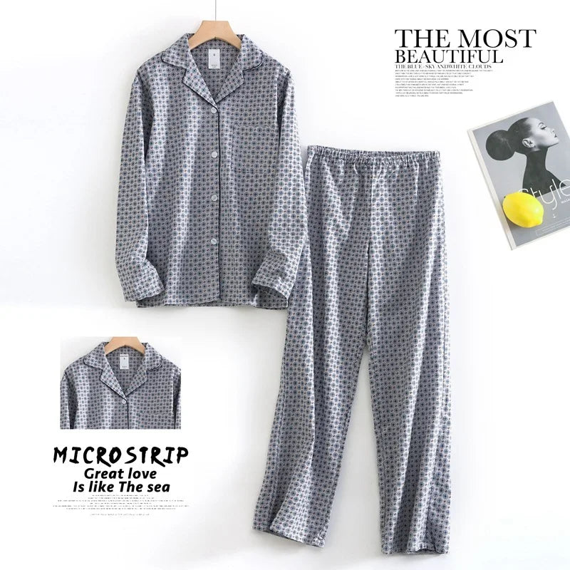 Women's Autumn and Winter Cartoon Printed Fashion Pattern Cotton Warm Brushed Homewear Pajamas Suit for Women Sleepwear