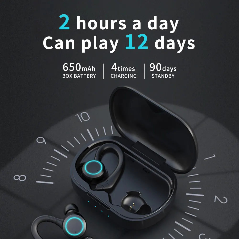 TWS Bluetooth-Compatible Earphone IPX7 Waterproof Wireless 5.0 Headphone Sports Noise Reduction Earduds With Microphone Headset