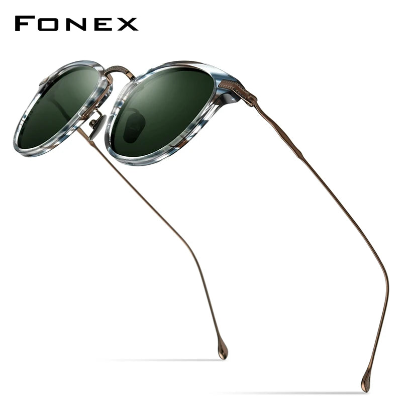 FONEX Titanium Acetate Polarized Sunglasses Men 2021 New Retro Vintage Square UV400 Sun Glasses for Women Shades F85648