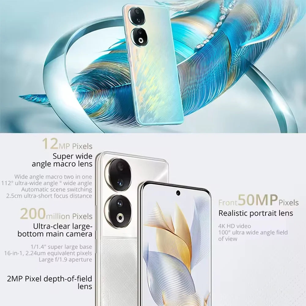 Global Version HONOR 90 5G 200MP Ultra-Clear Camera Snapdragon 7 Gen 1 5000mAh Battery Life 66W Supercharger 120Hz