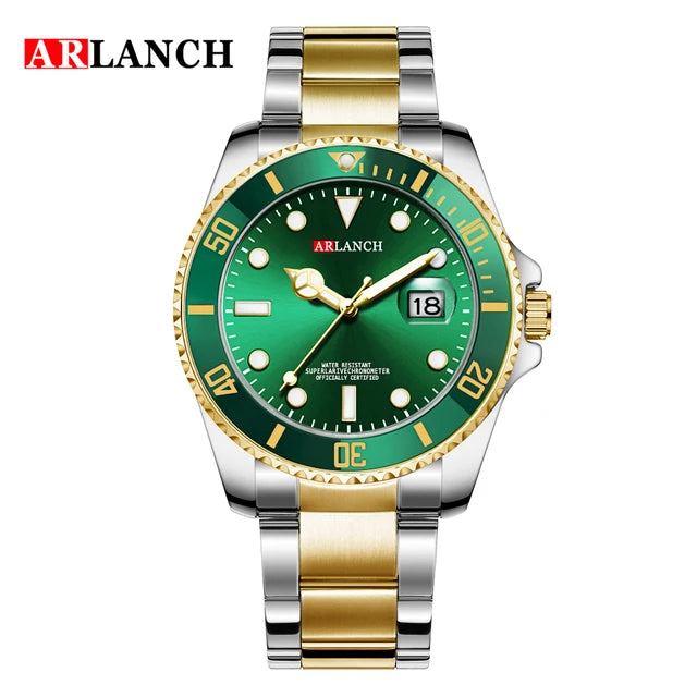ARLANCH Top Brand Luxury Mens Watches Stainless Steel Business Waterproof Date Quartz Watch Men Fashion Luminous Sport Clock