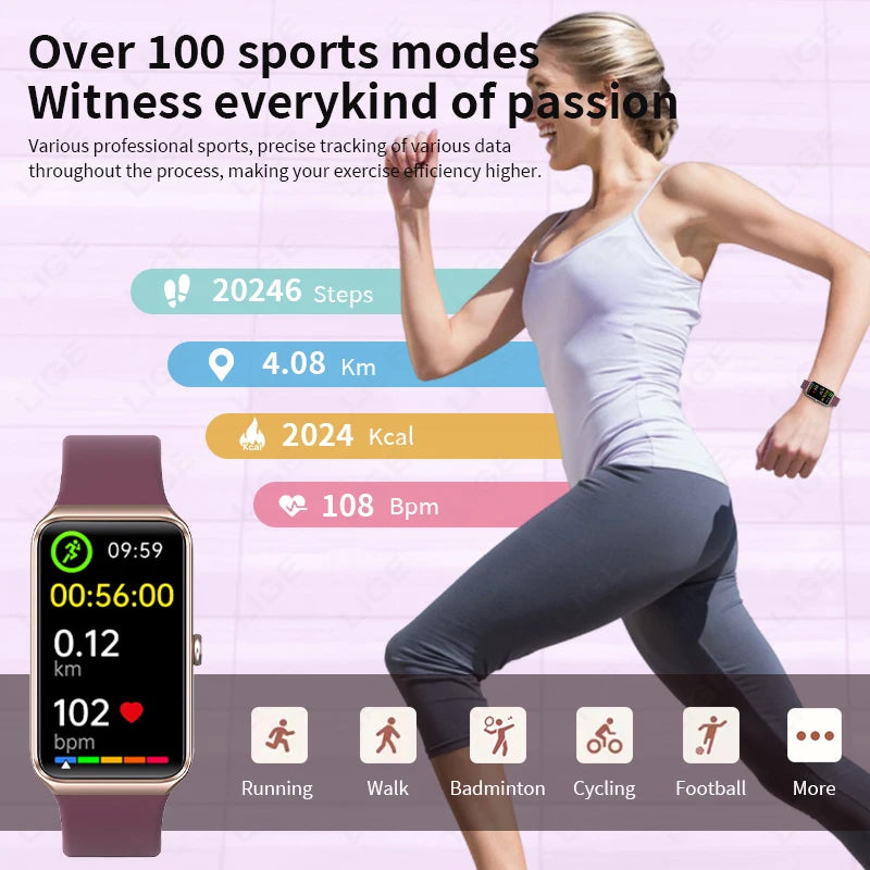 LIGE Smart Watch Women Men Bluetooth Connected Phone Music Fitness Sports Bracelet Sleep Monitor 1.47-inch Man Smartwatch Women