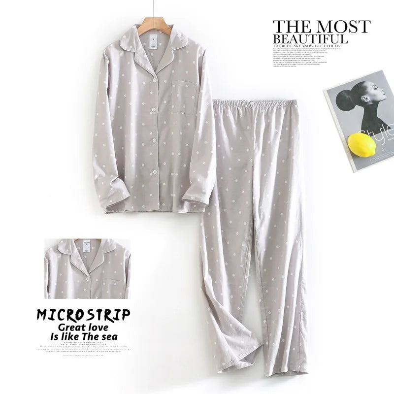 Women's Autumn and Winter Cartoon Printed Fashion Pattern Cotton Warm Brushed Homewear Pajamas Suit for Women Sleepwear