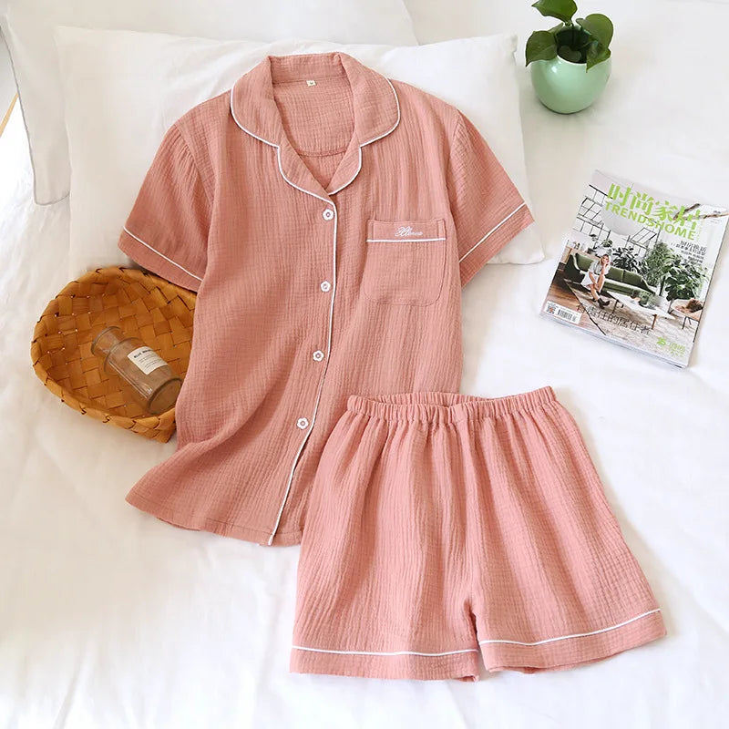 Short Sleeved Shorts Pijama Suit for Women Casual Wear Fashion Style 2 Pcs Pajama Set Summer Thin Women's Sleepwear Clothes
