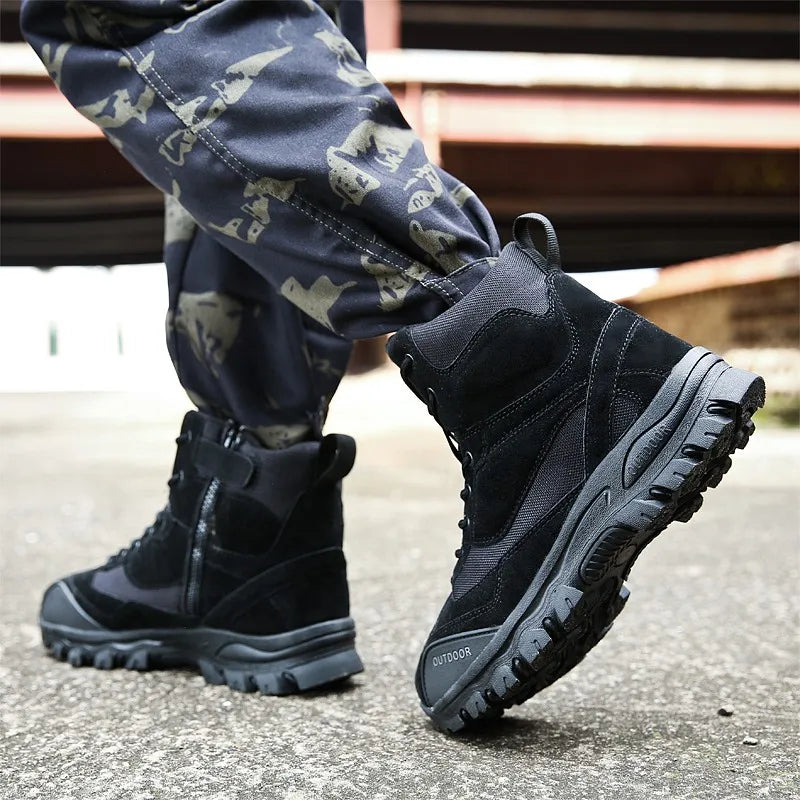 Tactical Desert Combat Boots Men Genuine Leather Hunting Trekking Hiking Shoes Camping Mountaineering Winter Work Shoes Zapatos