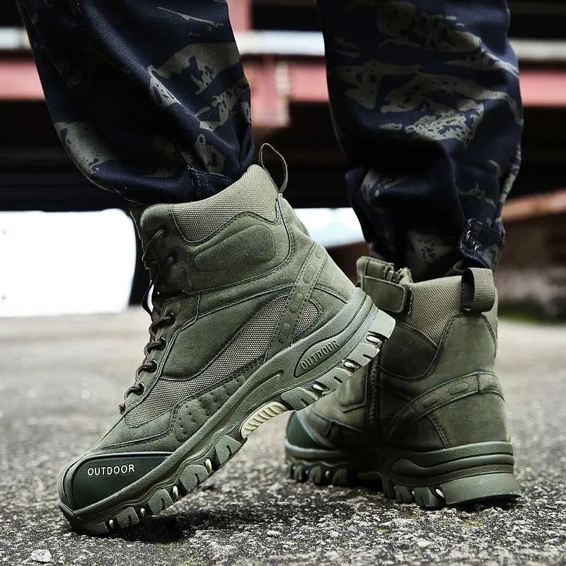Tactical Desert Combat Boots Men Genuine Leather Hunting Trekking Hiking Shoes Camping Mountaineering Winter Work Shoes Zapatos