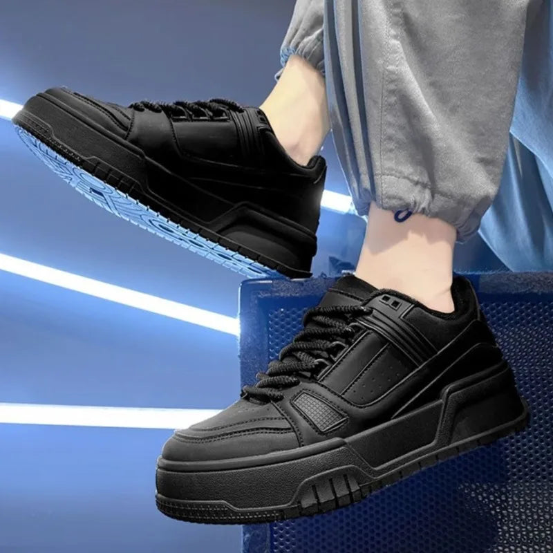 High Quality Men's Sneakers Solid color Fashion Casual Shoes Comfortable Lace Up Platform Shoes Outdoor Walking Vulcanize Shoes