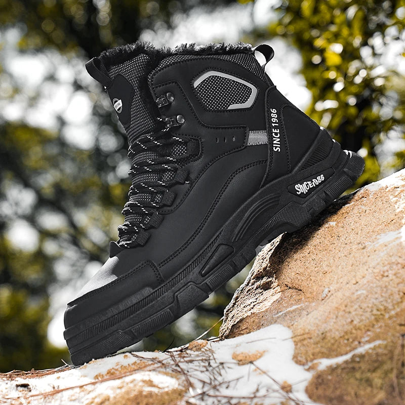 Men Winter 2024 New High Cut Thick Soled Wear-resistant Men's Outdoor High-quality Sneakers Short Boots Retro Workwear Boots