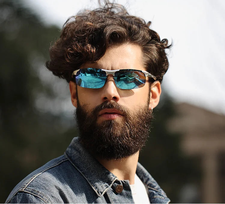 Driving Polarized Sunglasses Men Aluminum Magnesium Frame Sport Sun Glasses Driver Retro Goggles Sunglass UV400 Anti-Glare