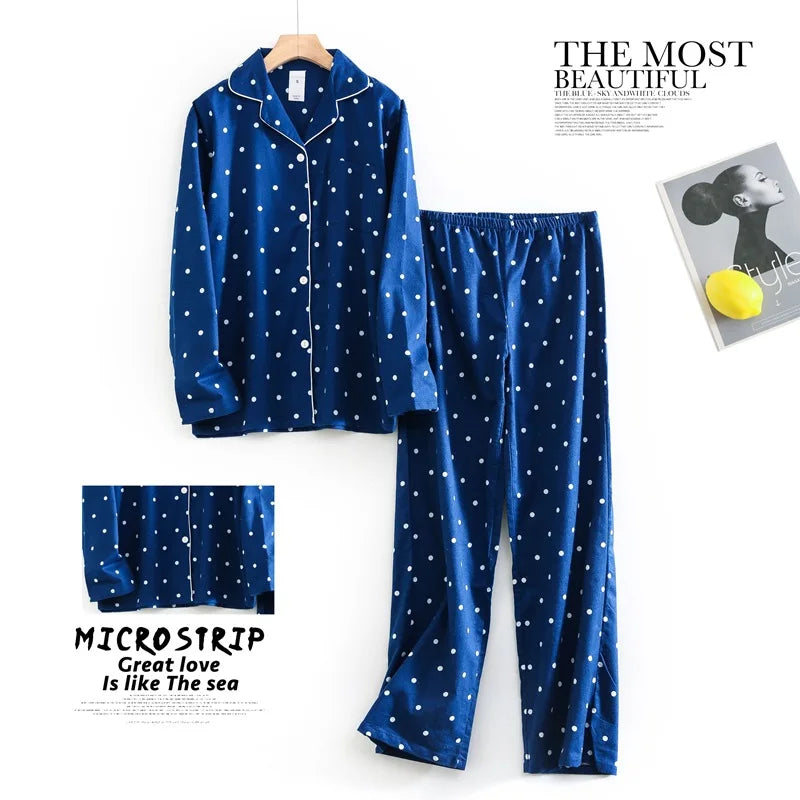 Women's Autumn and Winter Cartoon Printed Fashion Pattern Cotton Warm Brushed Homewear Pajamas Suit for Women Sleepwear