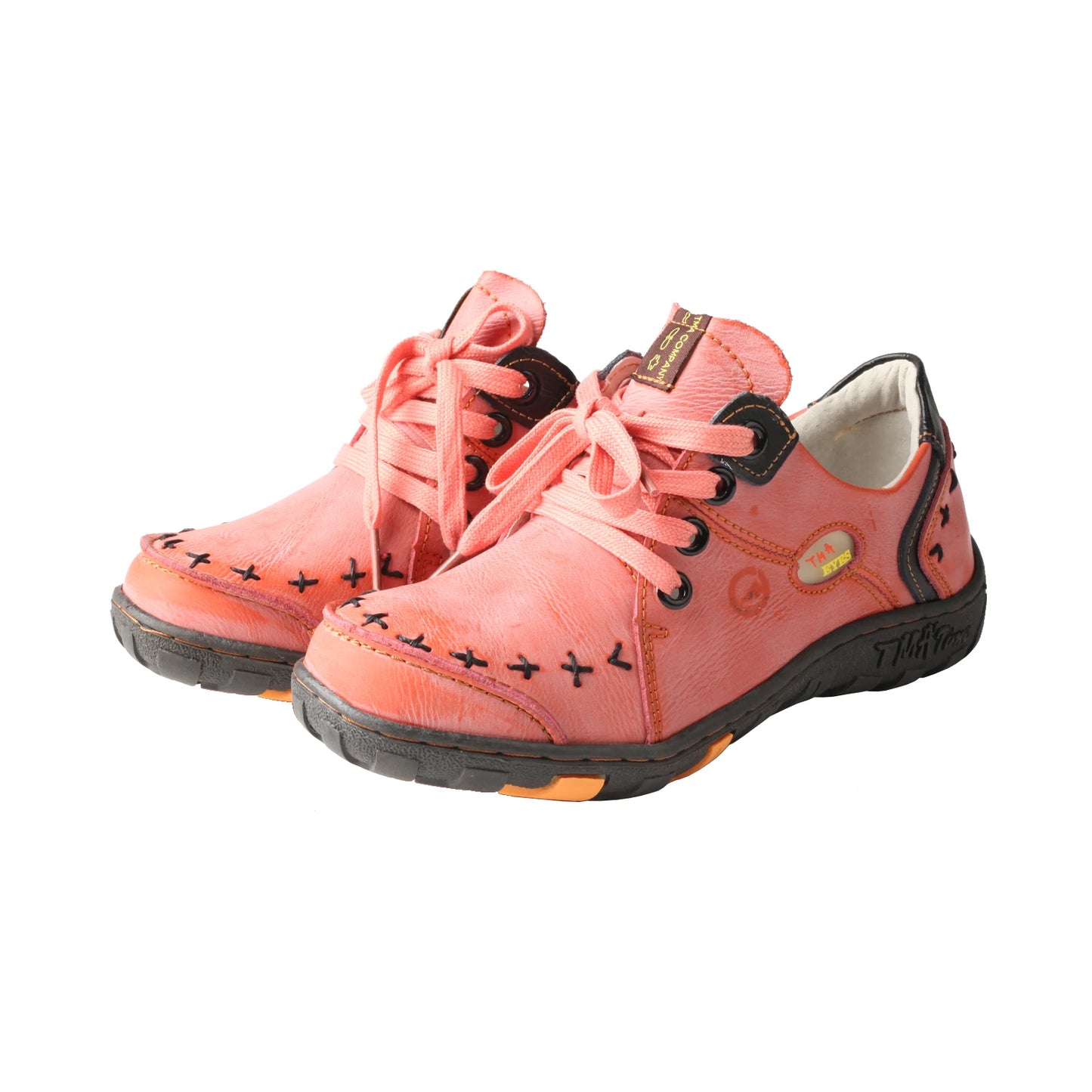 TMA EYES Hand Stitching Color Block Leather Women's Sneaker With Plus Size