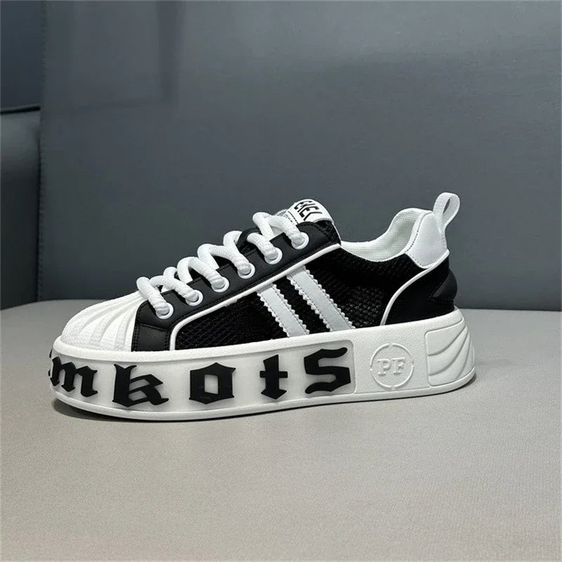 Sneakers Casual Men Designer White Shoes Fashion Microfiber Leather Fabric Breathable Height Increased Flat Platform Board Shoes