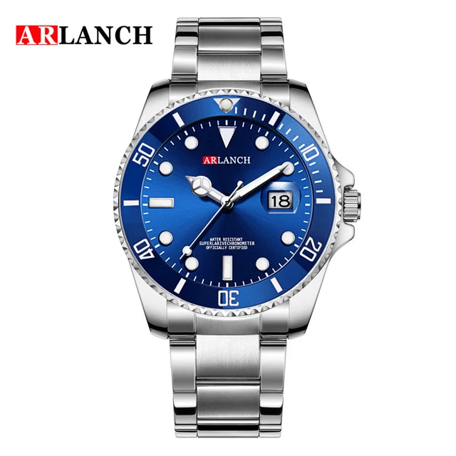 ARLANCH Top Brand Luxury Mens Watches Stainless Steel Business Waterproof Date Quartz Watch Men Fashion Luminous Sport Clock