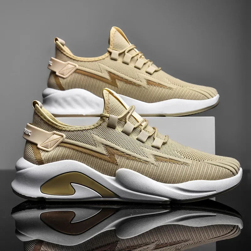 Men's Vulcanized Shoes 2024 Summer Feiyang Woven Men Shoes Breathable Lace Up Mesh Sneakers Outdoor  Brand Trendy