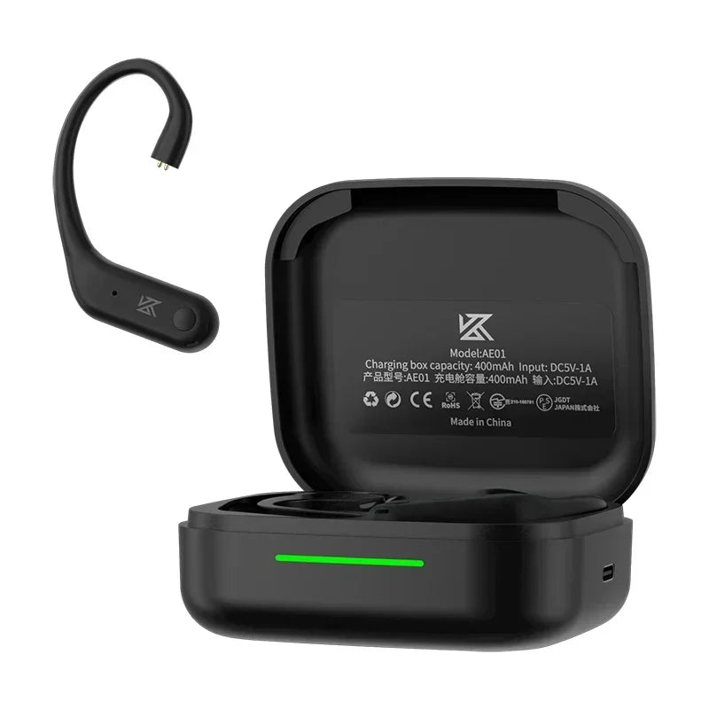 KZ AE01 Wireless Ear Hook Upgrade Cable Bluetooth-compatible 5.4 HIFI Music Earphones Wire C-PIN Connector With Charging Case