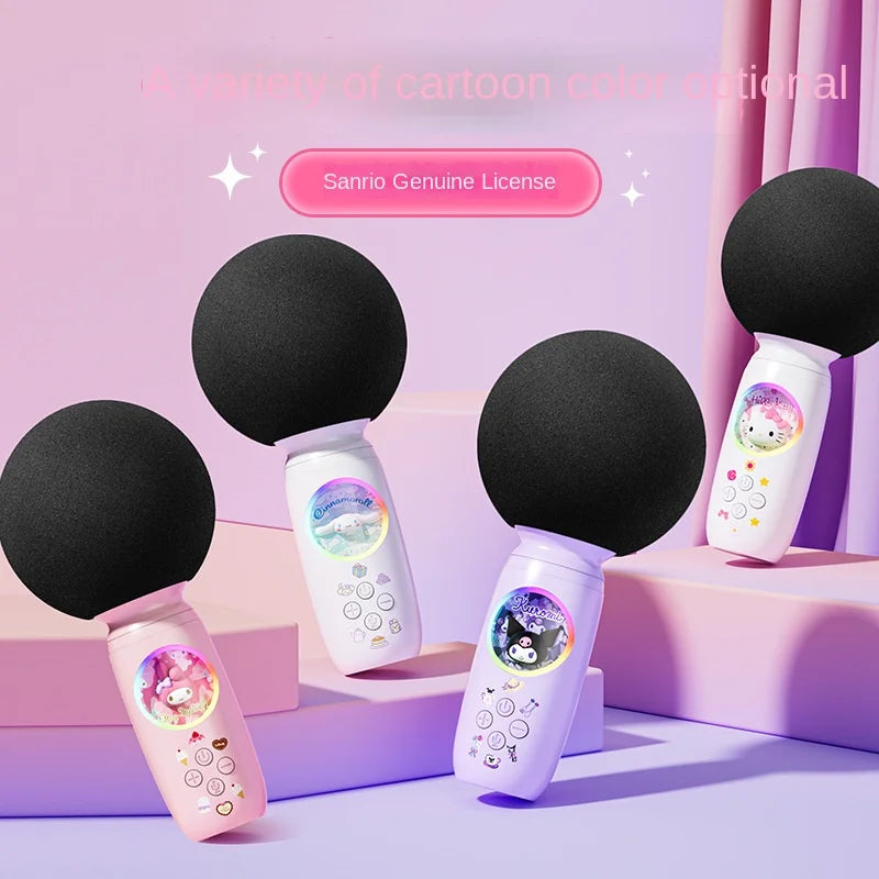 Sanrio Bluetooth Karaoke Machine Portable Speaker System Wireless Bluetooth Microphone With Light Machine Home Family Singing