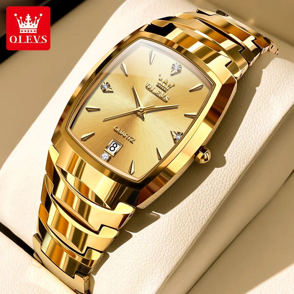 OLEVS 7006 Luxury Brand Couple Quartz Watch Elegant Diamond Date Clock Waterproof Tungsten Steel Band Classic Set Couple Watch