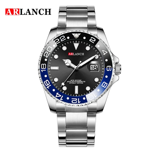 ARLANCH Top Brand Luxury Mens Watches Stainless Steel Business Waterproof Date Quartz Watch Men Fashion Luminous Sport Clock
