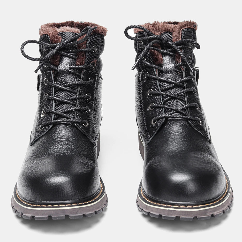 Men Boots Non-Slip Genuine Leather Comfortable Top Quality Warm Snow Boots Men