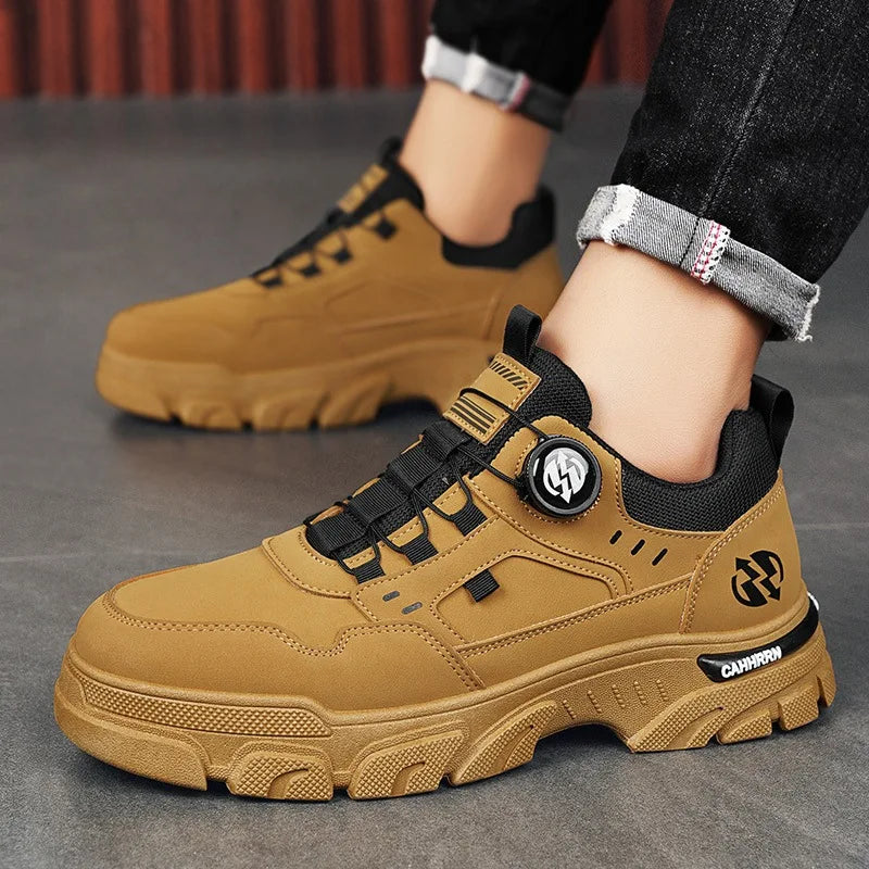 High-quality Mens Casual Sneakers Spring Autumn Men's Boots Trend Rotating Button Casual Shoes for Men's Work Shoes Short Boots