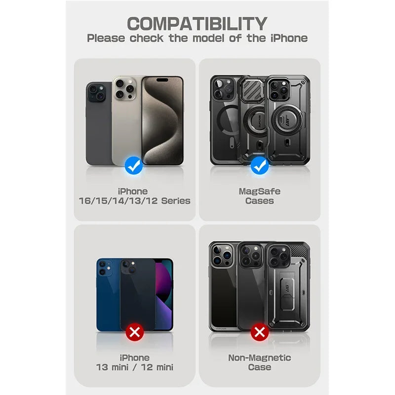 SUPCASE Magnetic Tripod Phone Stand Credit Card Holder for iPhone 16/15/14/13/12 Adjustable Phone Stand Compatible with MagSafe