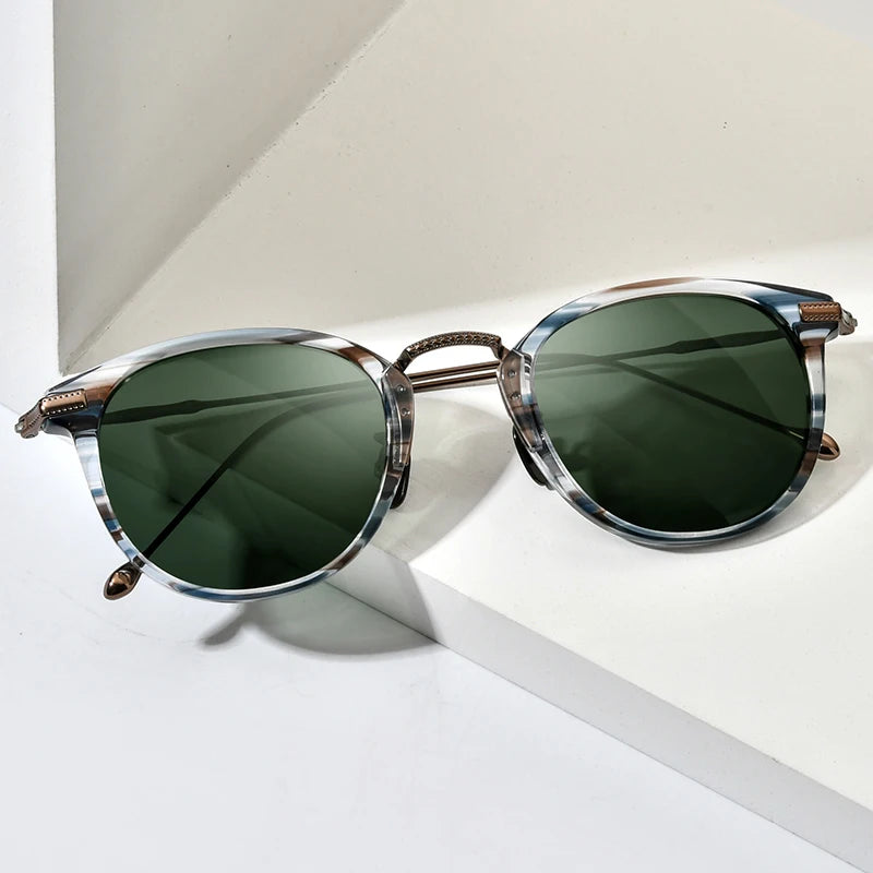 FONEX Titanium Acetate Polarized Sunglasses Men 2021 New Retro Vintage Square UV400 Sun Glasses for Women Shades F85648