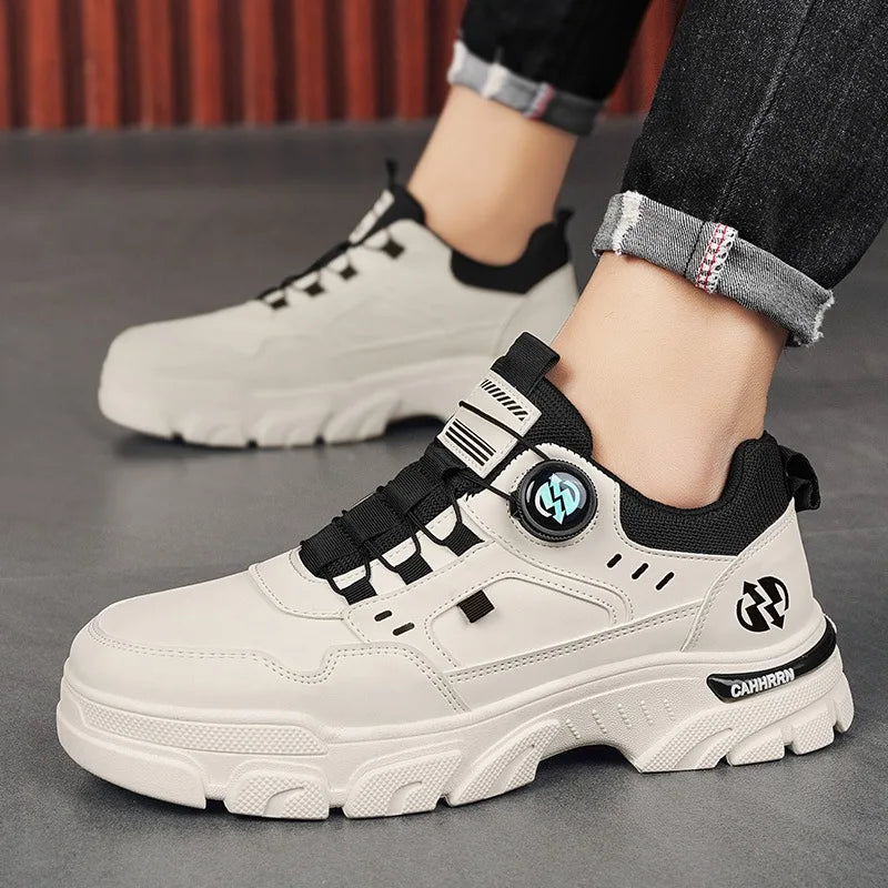 High-quality Mens Casual Sneakers Spring Autumn Men's Boots Trend Rotating Button Casual Shoes for Men's Work Shoes Short Boots